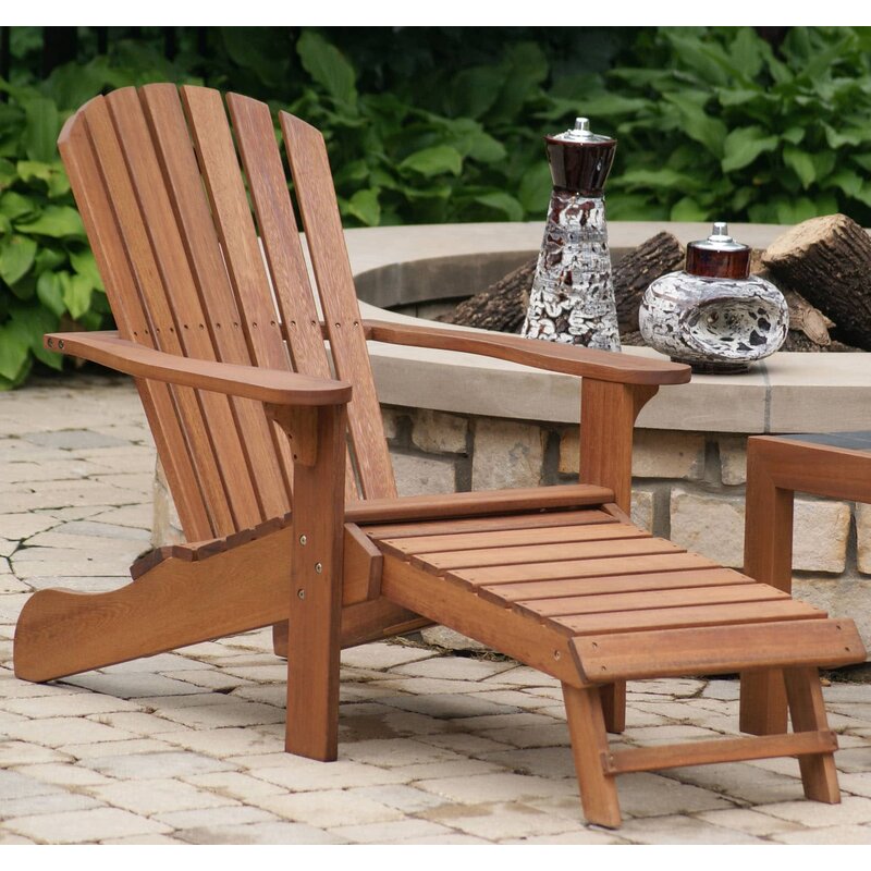 Delatorre Solid Wood Adirondack Chair with Ottoman